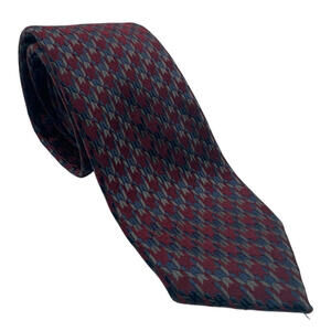Z Zegna Houndstooth Slim Neck Tie Burgundy Poly Blend  2.5" x 58"